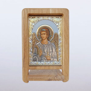 Дрвена икона преклоп бели анђео